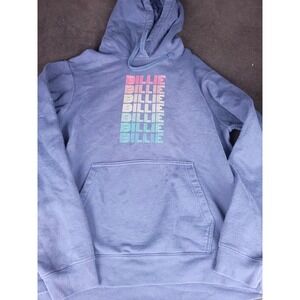 Billie Eilish Port & Company Navy Blue Rainbow Graphic Hoodie Sweatshirt Medium